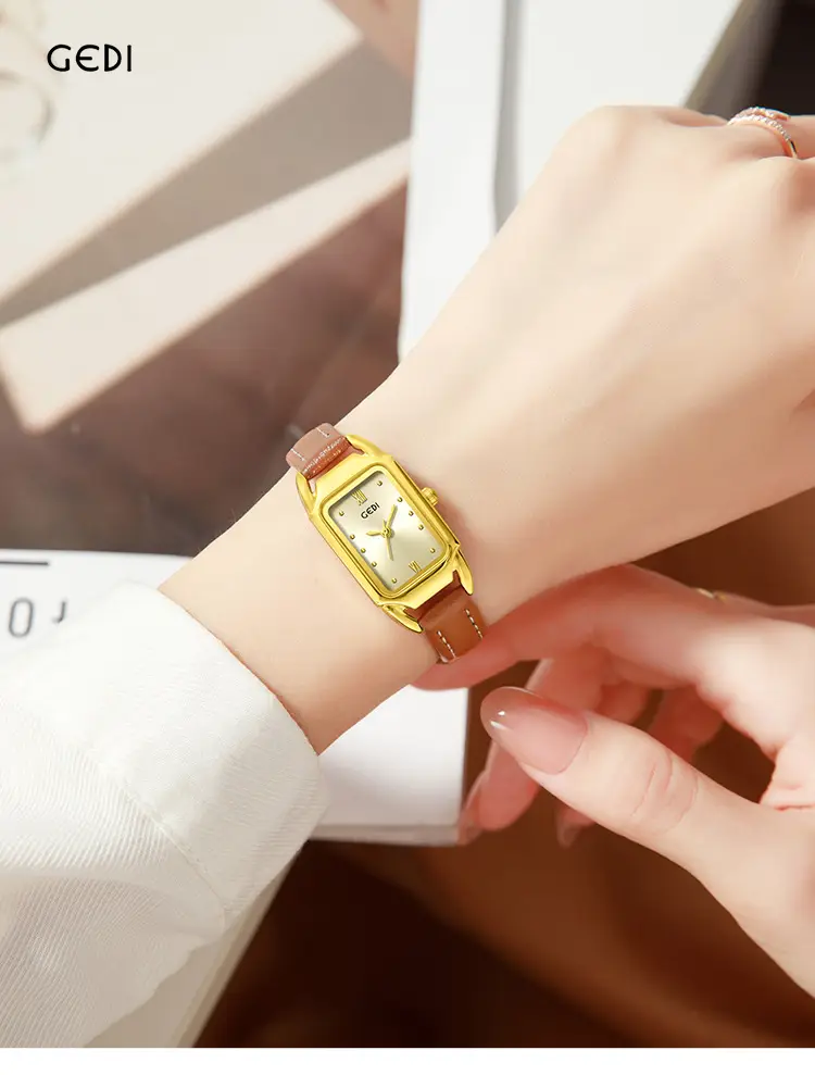 Gold Square Watch for Women Quartz Belt Watch — feature 1