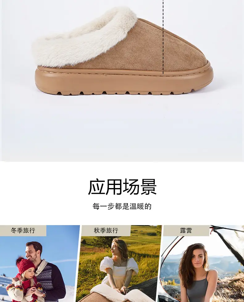Cross-Border Foreign Trade Wholesale Furry Slippers, Non-Slip Warm Cotton Slippers for Women, Thickened and Fleece-Lined Cotton Slippers, Indoor Home Slippers — feature 9