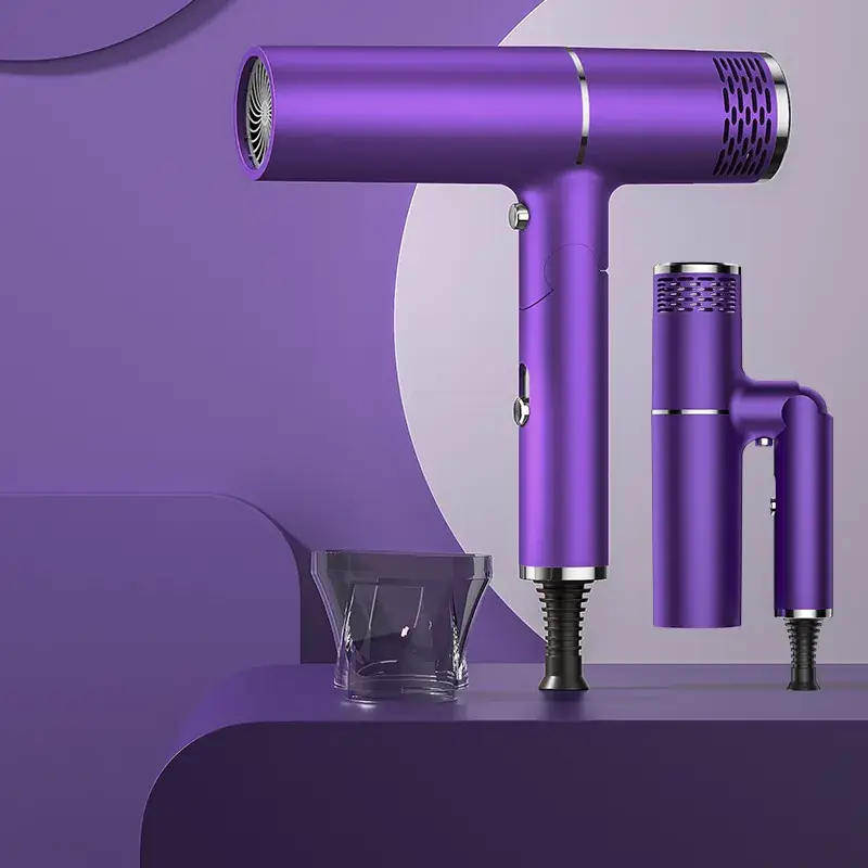 Purple Hair Dryer with 3-in-1 Foldable Design