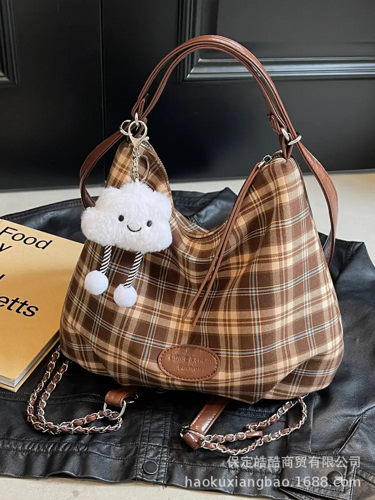Women Large Capacity Brown Leather Shoulder Bag