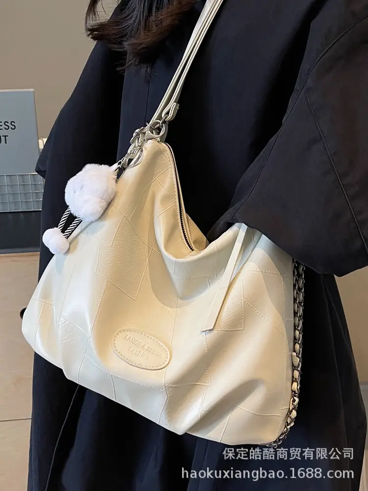 Women Large Capacity Brown Leather Shoulder Bag