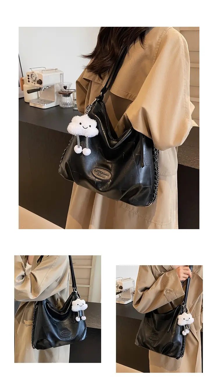 Women Large Capacity Brown Leather Shoulder Bag — feature 10
