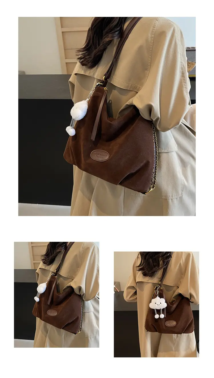 Women Large Capacity Brown Leather Shoulder Bag — feature 12
