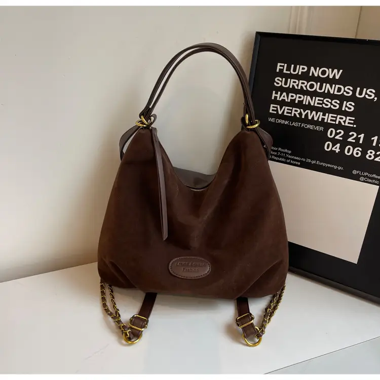 Women Large Capacity Brown Leather Shoulder Bag — feature 17
