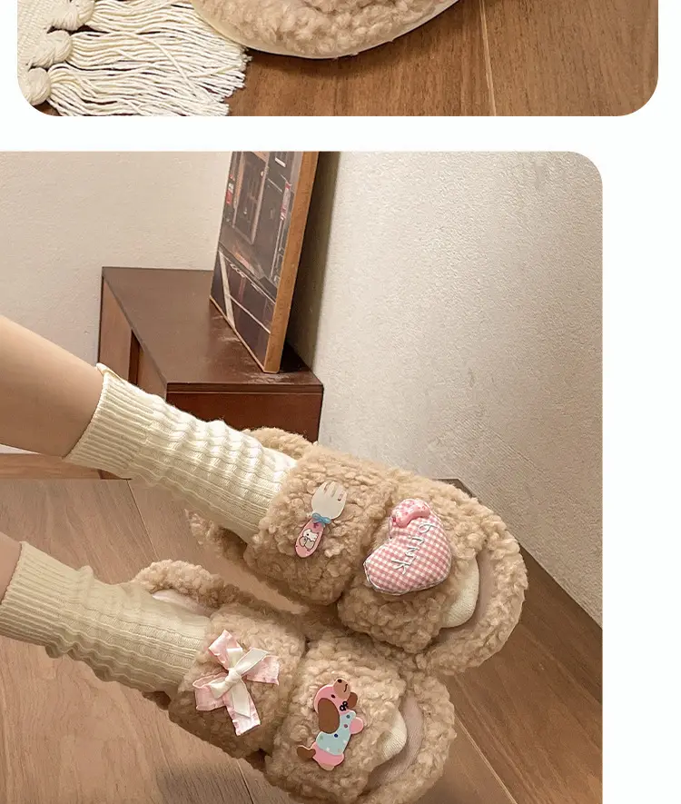 2024 New Cartoon Cute Wool Slippers Lamb Wool Winter — feature 13