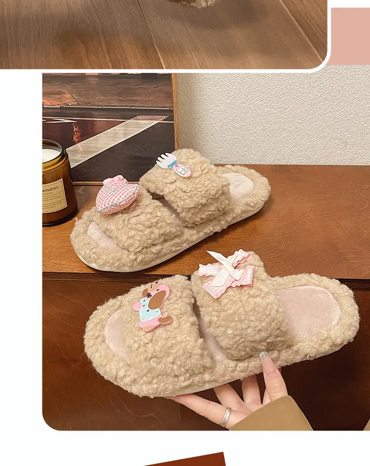 2024 New Cartoon Cute Wool Slippers Lamb Wool Winter — feature 14