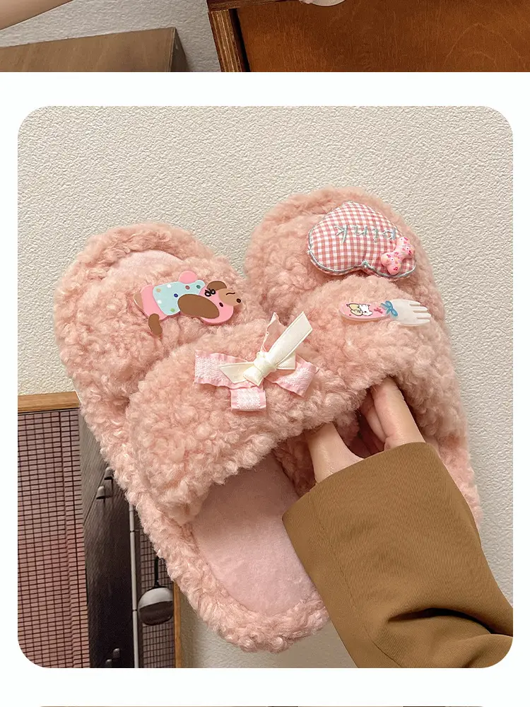 2024 New Cartoon Cute Wool Slippers Lamb Wool Winter — feature 16
