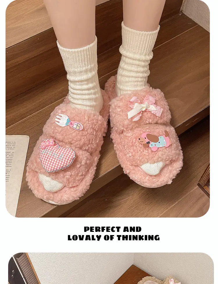 2024 New Cartoon Cute Wool Slippers Lamb Wool Winter — feature 17