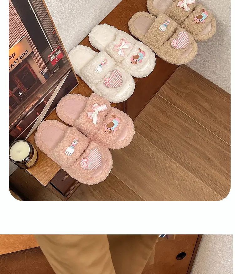2024 New Cartoon Cute Wool Slippers Lamb Wool Winter — feature 18