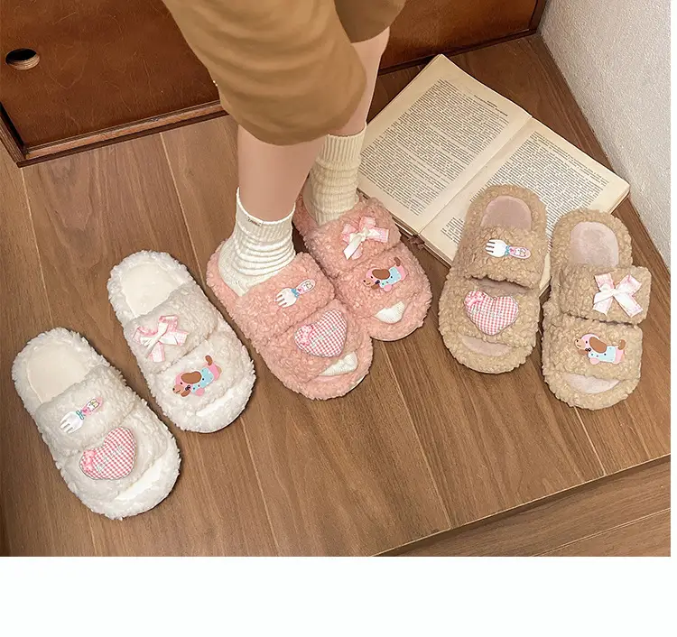 2024 New Cartoon Cute Wool Slippers Lamb Wool Winter — feature 19