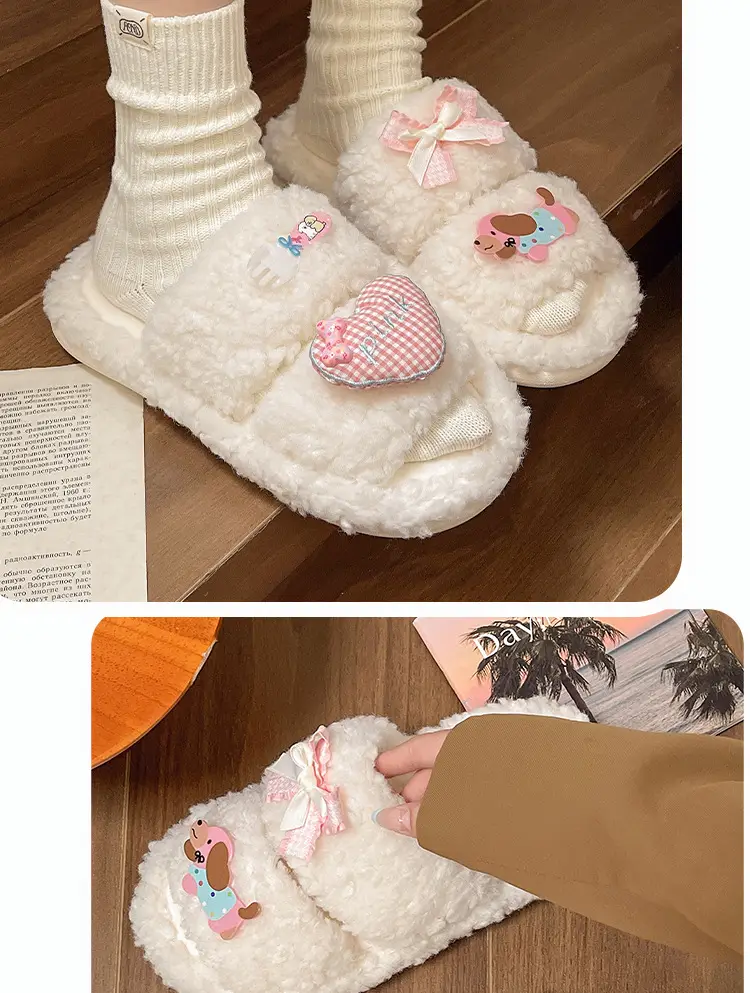 2024 New Cartoon Cute Wool Slippers Lamb Wool Winter — feature 9