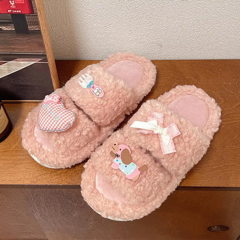 2024 New Cartoon Cute Wool Slippers Lamb Wool Winter - Image 2
