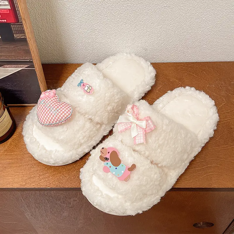 2024 New Cartoon Cute Wool Slippers Lamb Wool Winter - Image 3