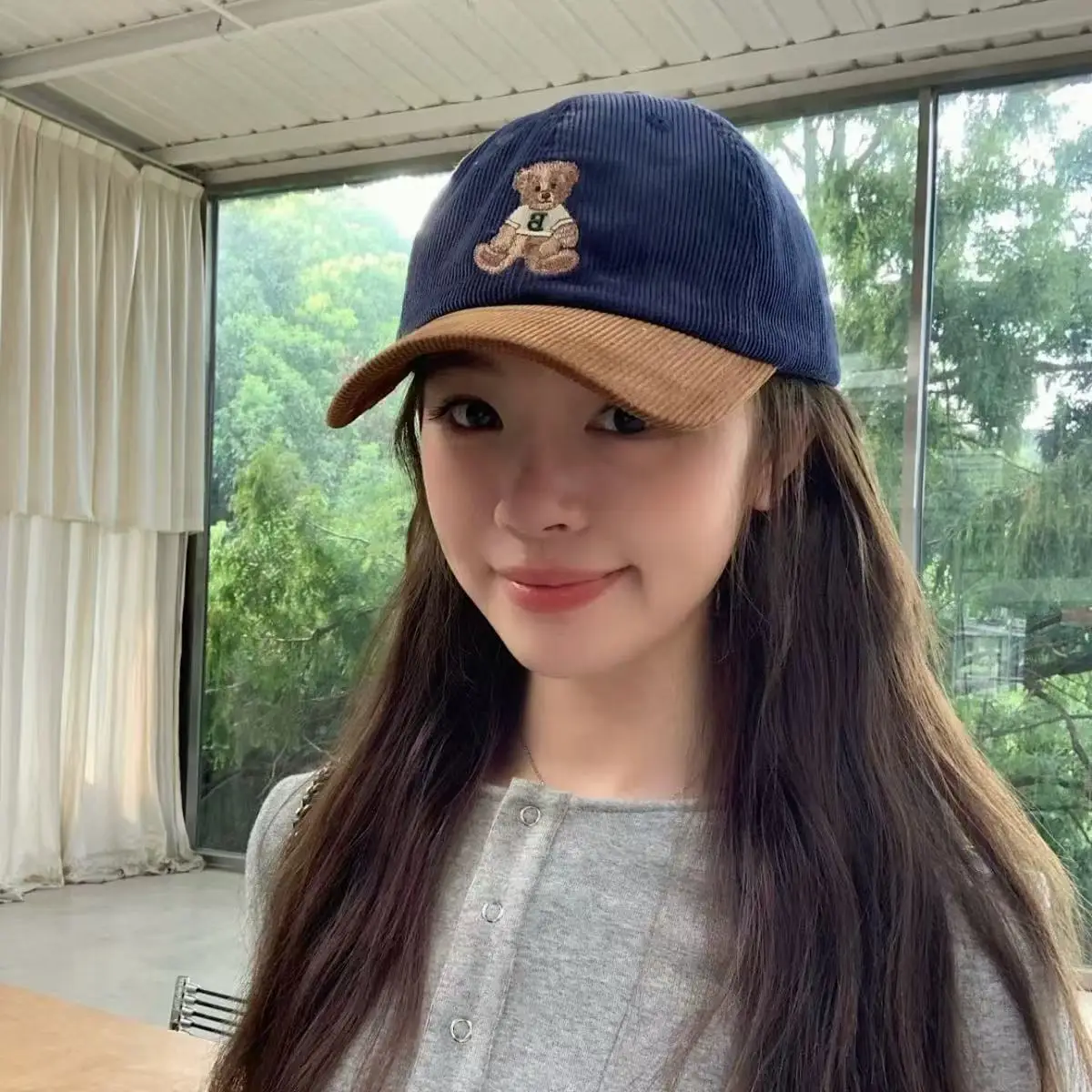 Cute Bear Cap Brown Cotton Baseball - Image 4