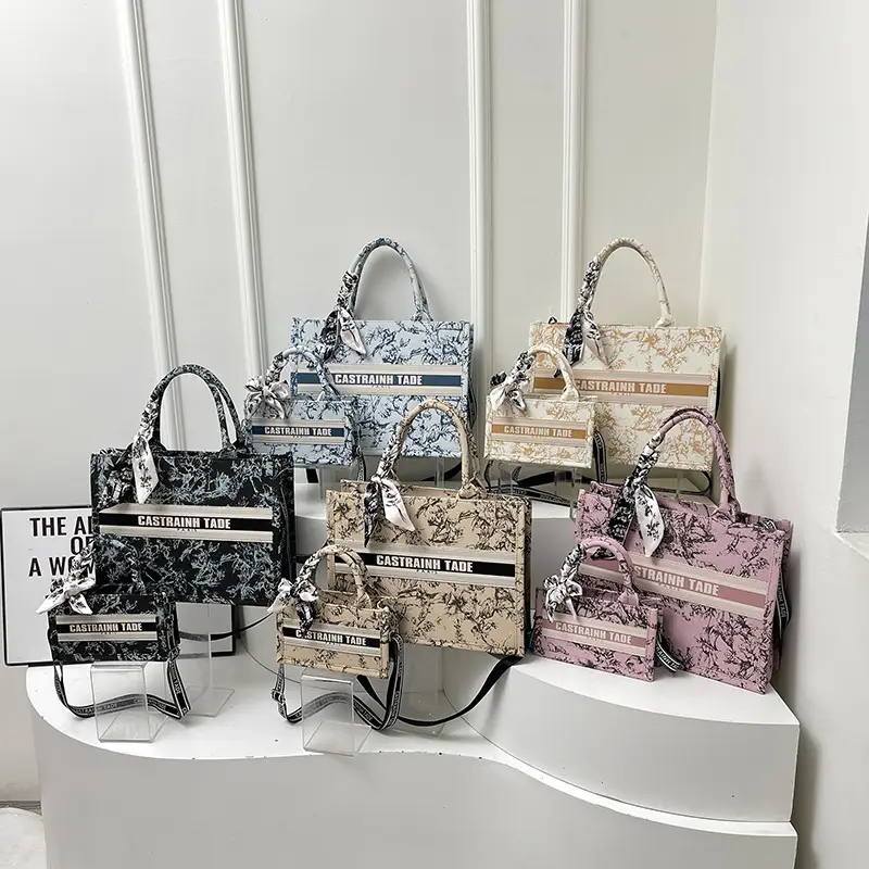 Women Printed Crossbody Tote Bag with Letter Design