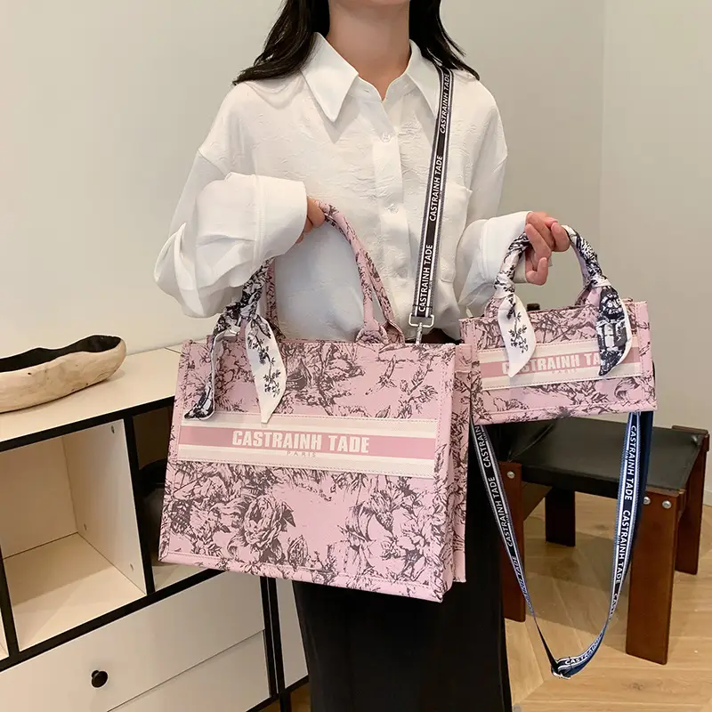 Women Printed Crossbody Tote Bag with Letter Design