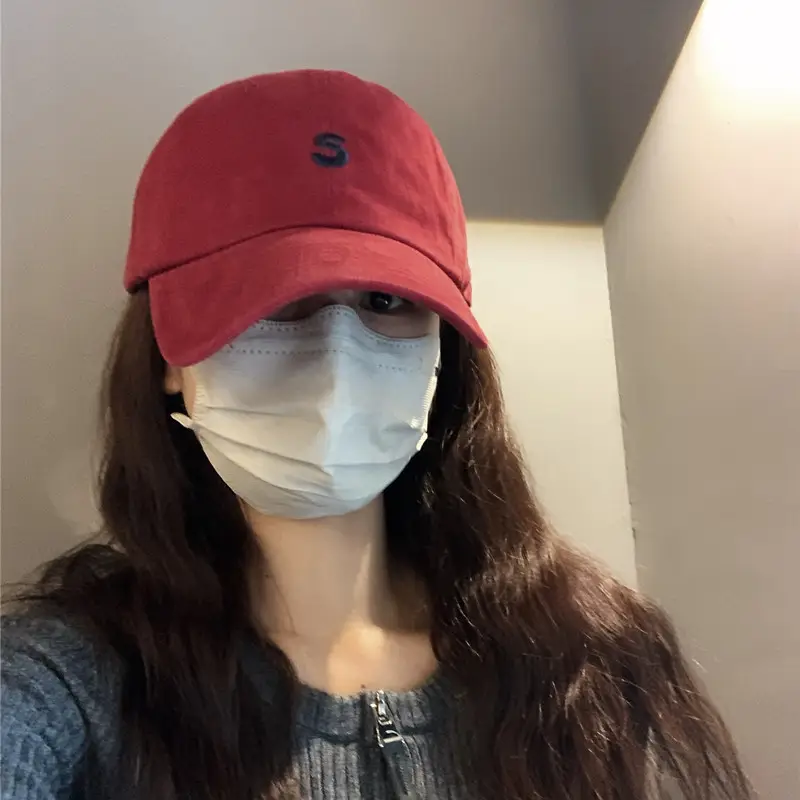 Women Men Black Letter Cap with Face Mask - Image 11