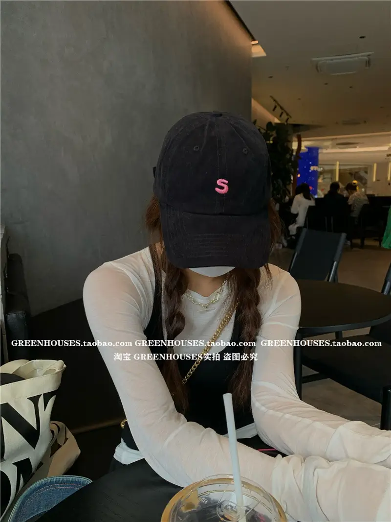 Women Men Black Letter Cap with Face Mask — feature 17