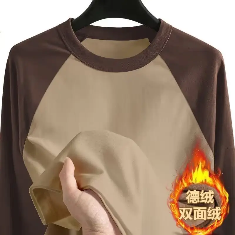 Men Velvet Contrast T-Shirt Black White Plus Size — feature 38