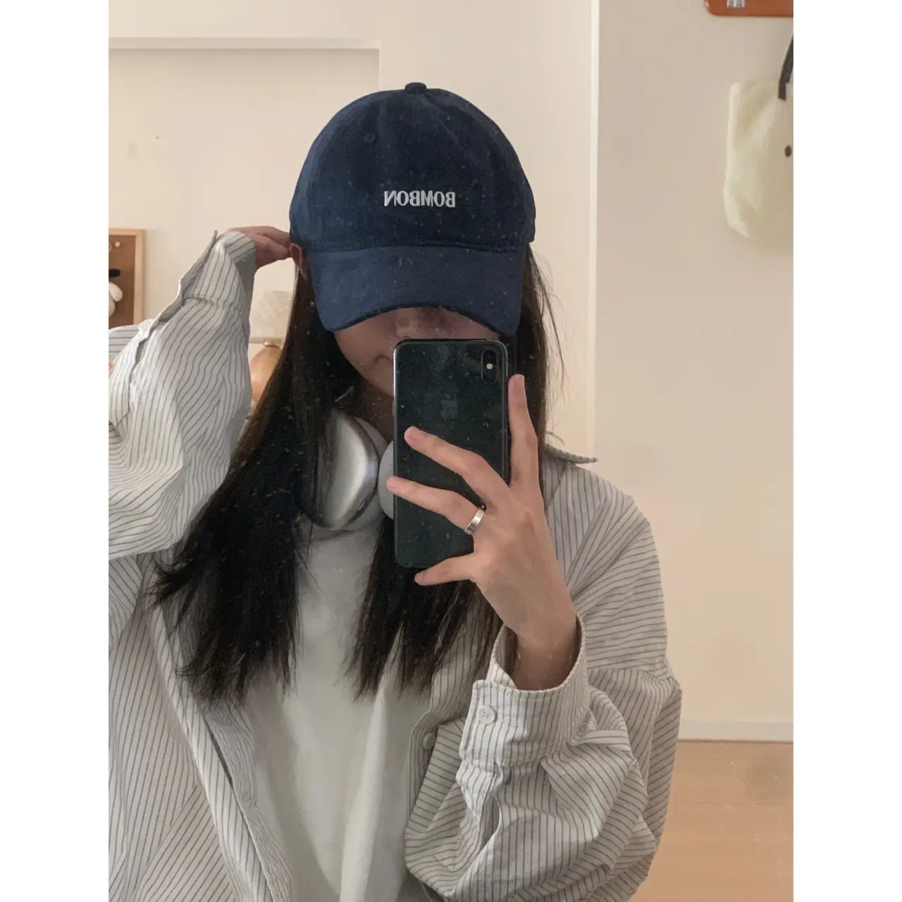 2024 Bomber Cap Beige Large Cap Women's Korean Style - Image 8