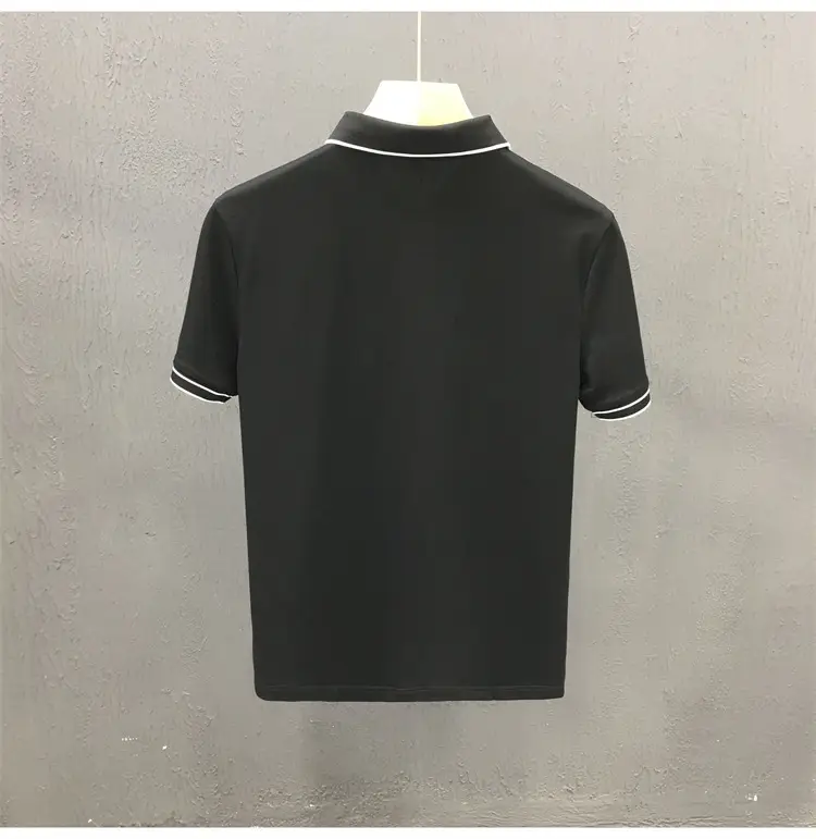 Men White Polo Shirt Short Sleeve Lapel British Retro Handsome Casual — feature 11
