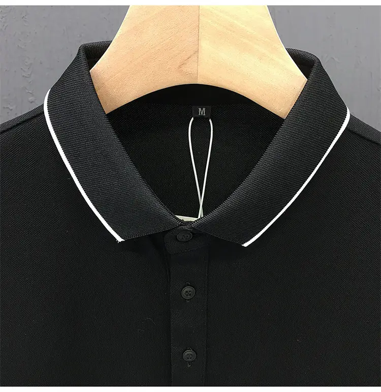 Men White Polo Shirt Short Sleeve Lapel British Retro Handsome Casual — feature 16