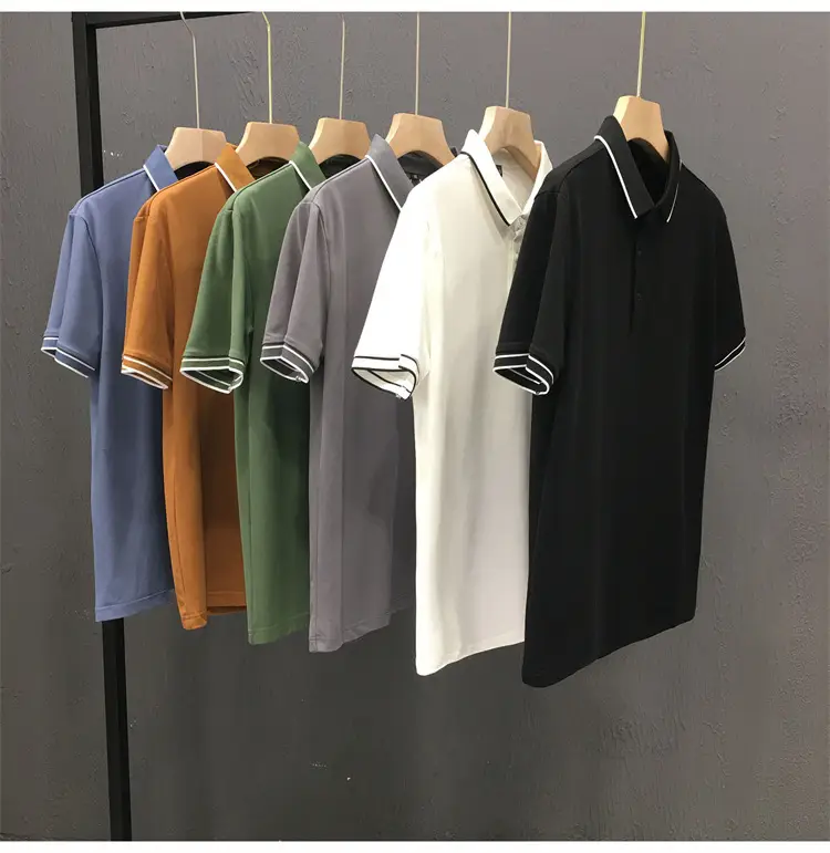 Men White Polo Shirt Short Sleeve Lapel British Retro Handsome Casual — feature 4