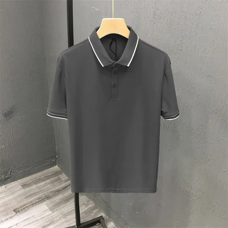 Men White Polo Shirt Short Sleeve Lapel British Retro Handsome Casual — feature 7