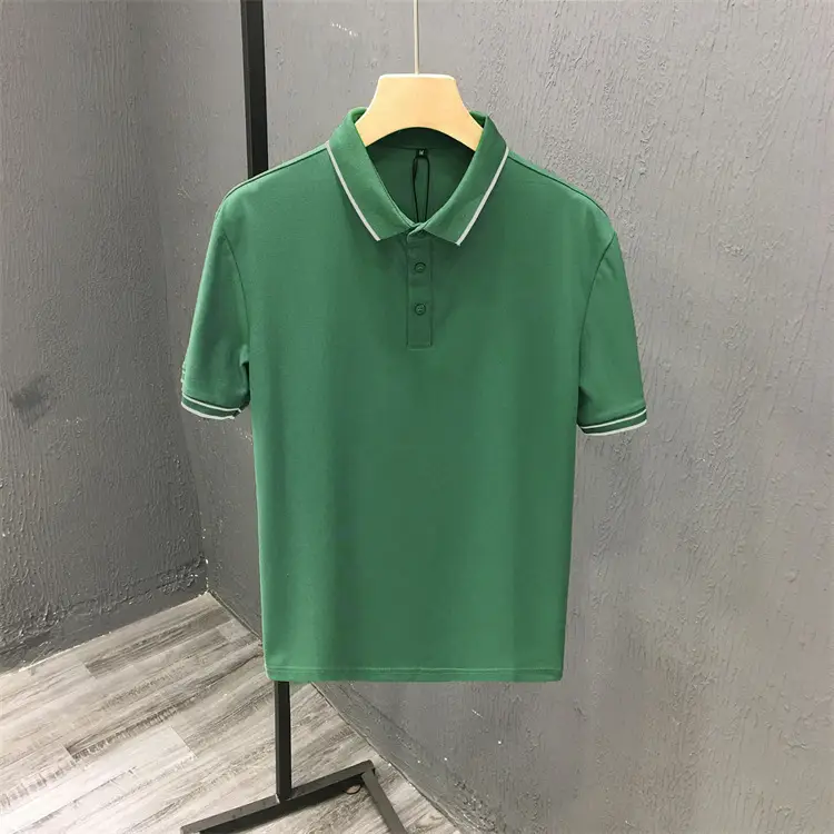 Men White Polo Shirt Short Sleeve Lapel British Retro Handsome Casual — feature 8