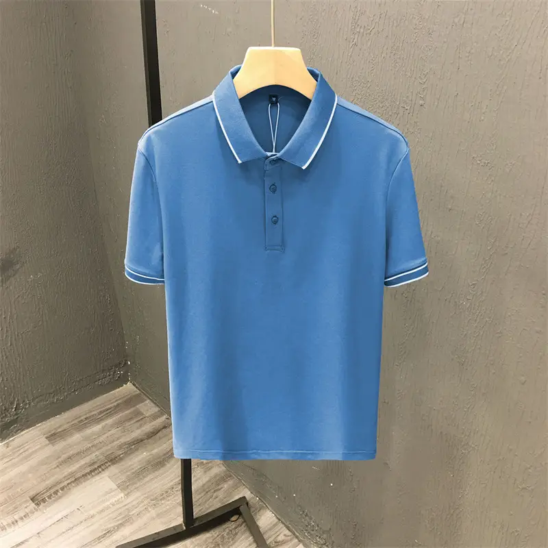 Men White Polo Shirt Short Sleeve Lapel British Retro Handsome Casual - Image 5