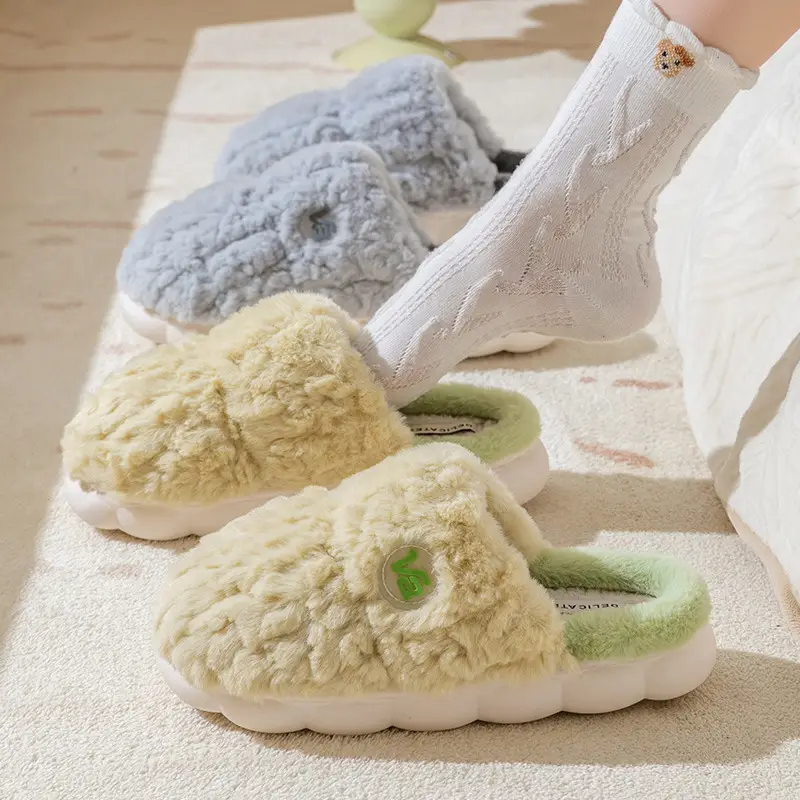 Cixi Cotton Slippers Women's Spring Autumn and Winter Home Indoor Non-Slip Platform Moon Shoes Home Warm Couple Men's - Image 16