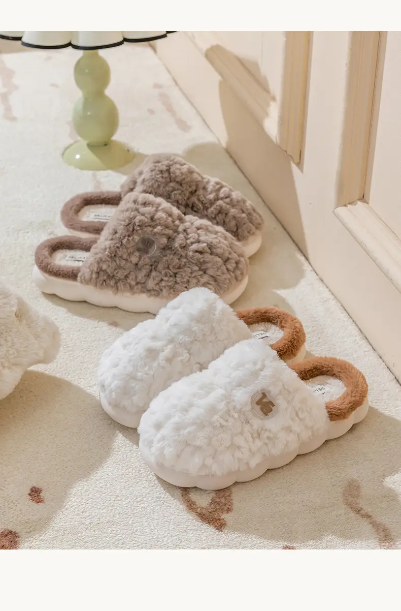 Cixi Cotton Slippers Women's Spring Autumn and Winter Home Indoor Non-Slip Platform Moon Shoes Home Warm Couple Men's — feature 19