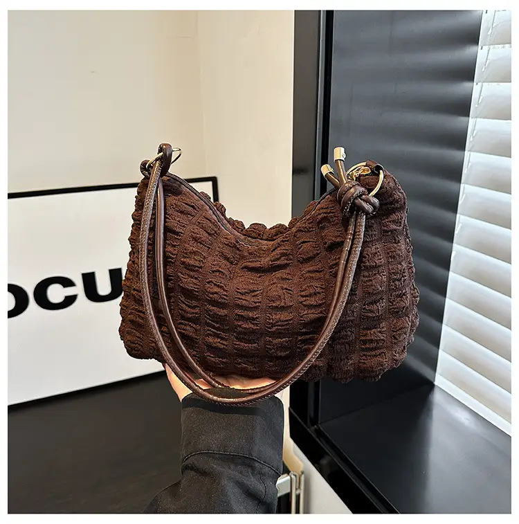 Pink Bubble Pleated Shoulder Bag for Women — feature 19