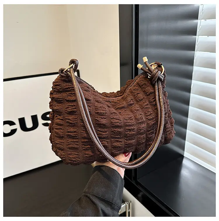 Pink Bubble Pleated Shoulder Bag for Women — feature 20