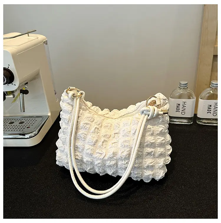 Pink Bubble Pleated Shoulder Bag for Women — feature 28