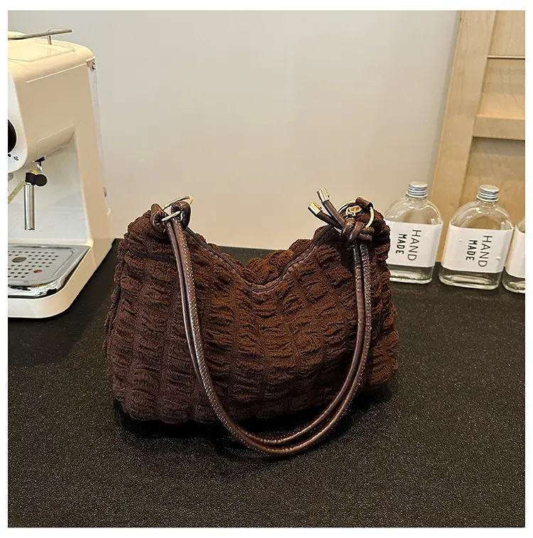 Pink Bubble Pleated Shoulder Bag for Women — feature 31