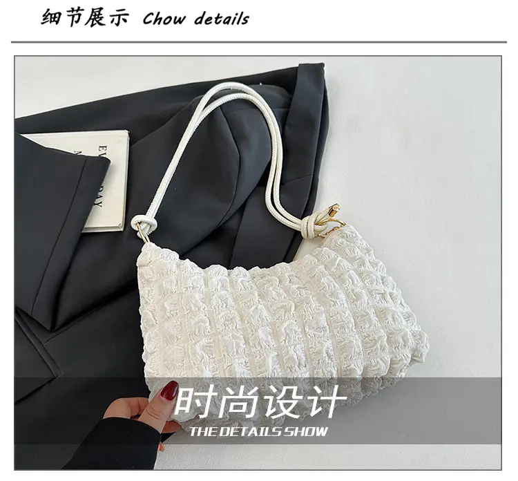 Pink Bubble Pleated Shoulder Bag for Women — feature 4