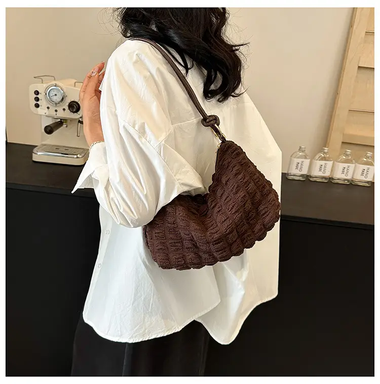 Pink Bubble Pleated Shoulder Bag for Women — feature 40