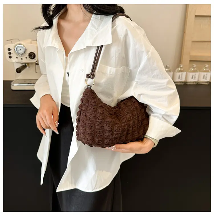 Pink Bubble Pleated Shoulder Bag for Women — feature 41