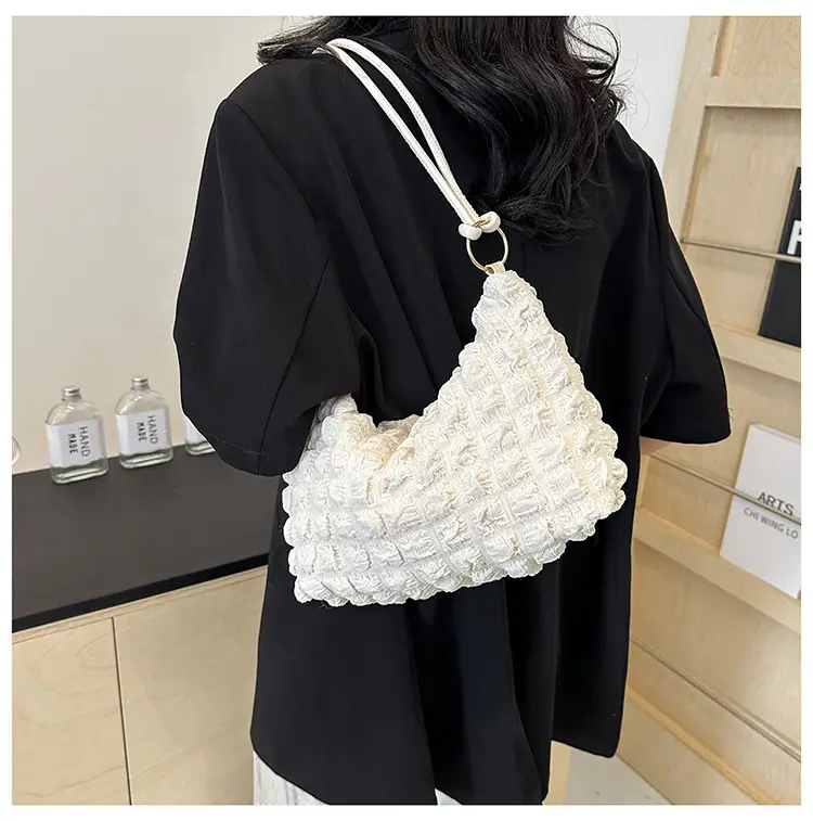 Pink Bubble Pleated Shoulder Bag for Women — feature 50