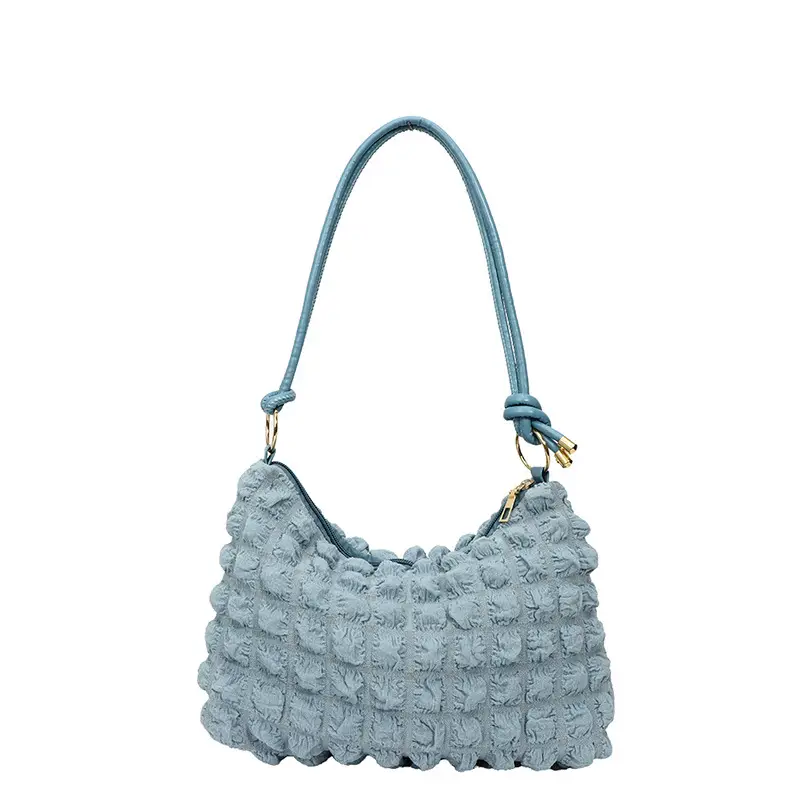 Pink Bubble Pleated Shoulder Bag for Women - Image 5