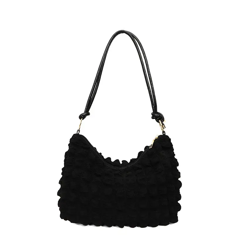 Pink Bubble Pleated Shoulder Bag for Women - Image 7