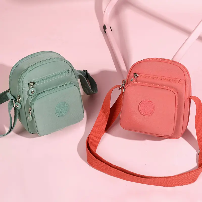 Small Square Crossbody Bag Women's Nylon Multi-Pocket