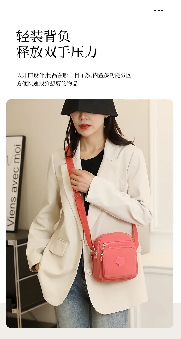 Small Square Crossbody Bag Women's Nylon Multi-Pocket — feature 11