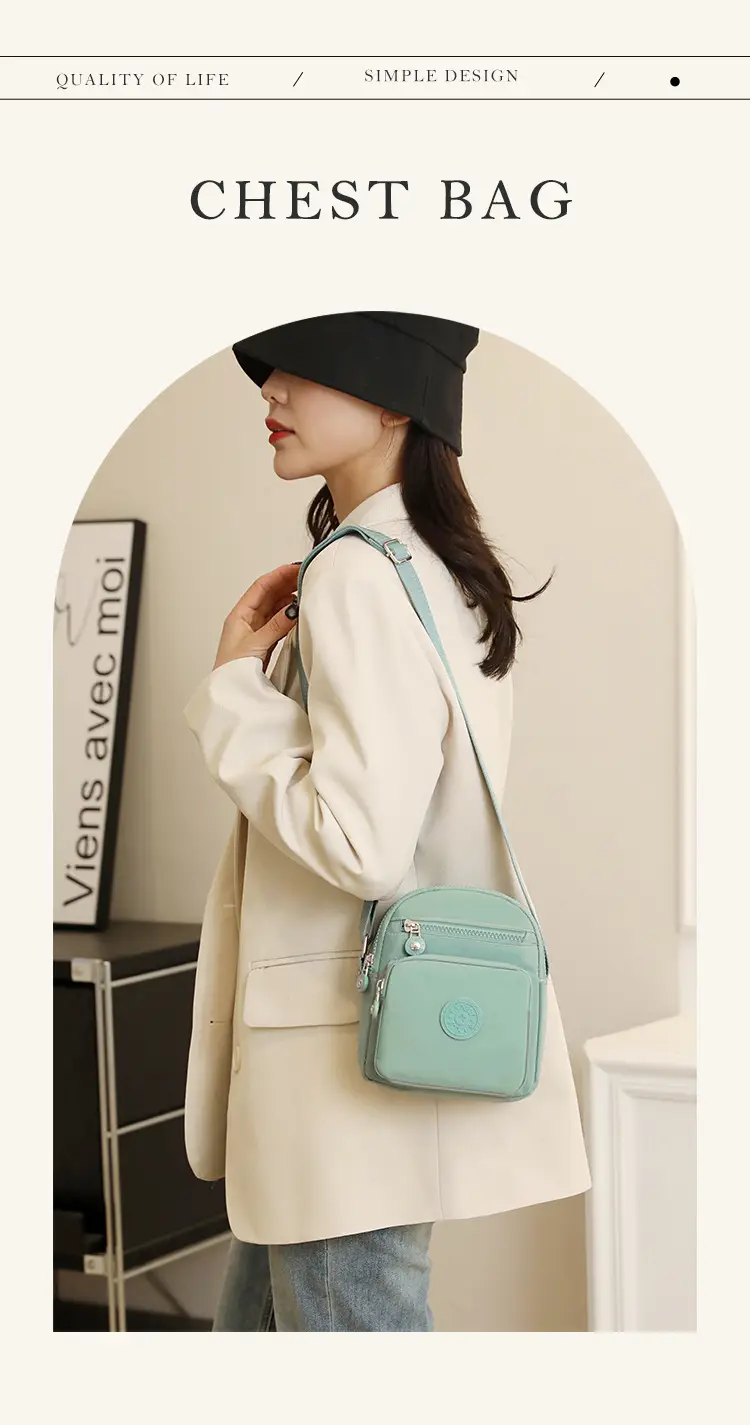 Small Square Crossbody Bag Women's Nylon Multi-Pocket — feature 2
