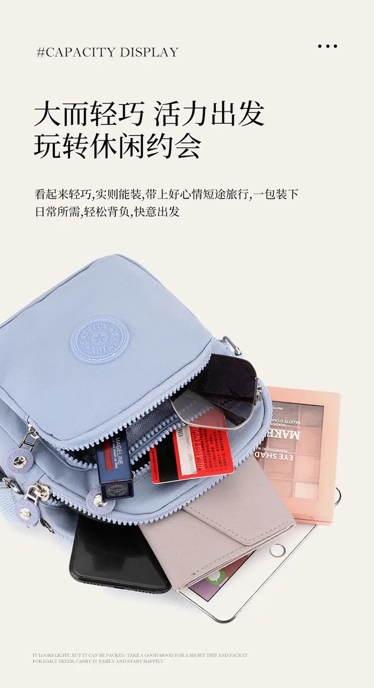 Small Square Crossbody Bag Women's Nylon Multi-Pocket — feature 9
