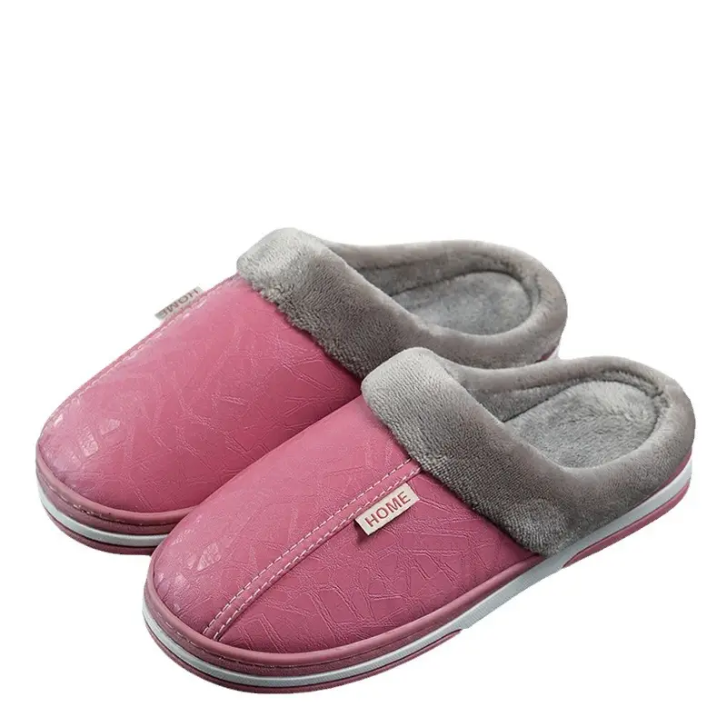 Cross-border plus size Home Waterproof Cotton Slippers Men's Winter Household Indoor Warm Non-slip Cotton Shoes Men's Winter PVC - Image 10