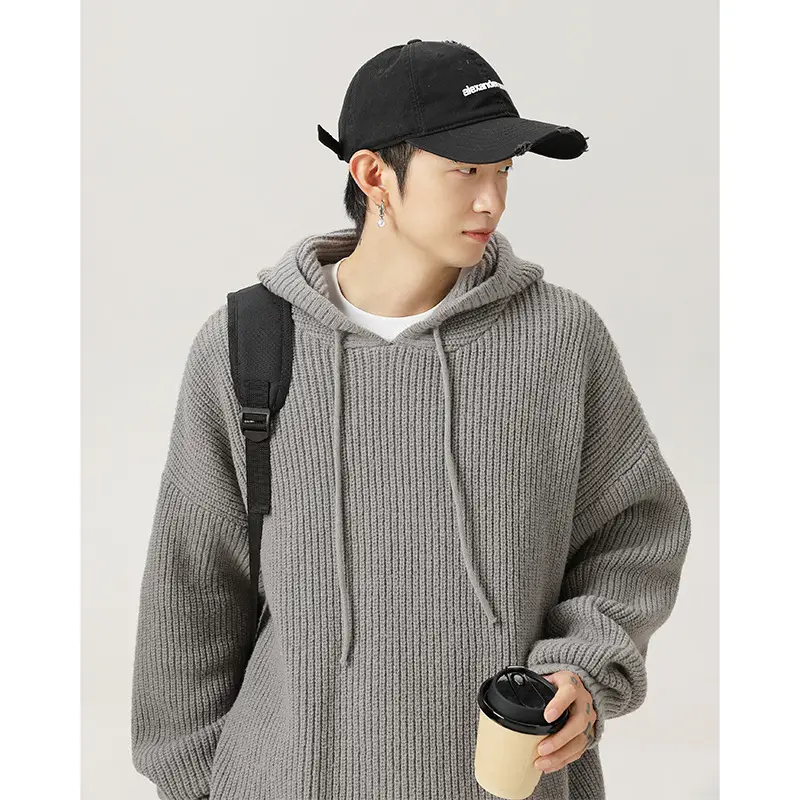 Grey Japanese Style Hooded Sweater Winter 2024 - Image 7