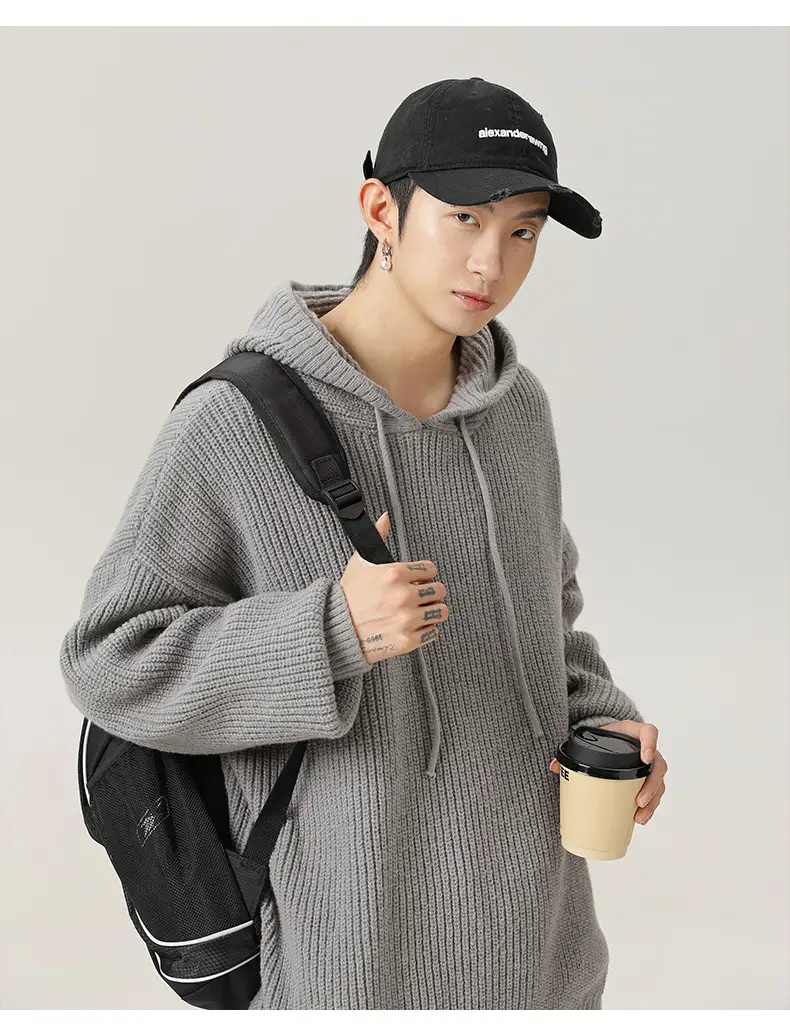 Grey Japanese Style Hooded Sweater Winter 2024 — feature 12