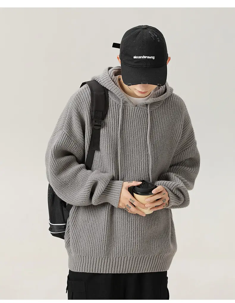Grey Japanese Style Hooded Sweater Winter 2024 — feature 13